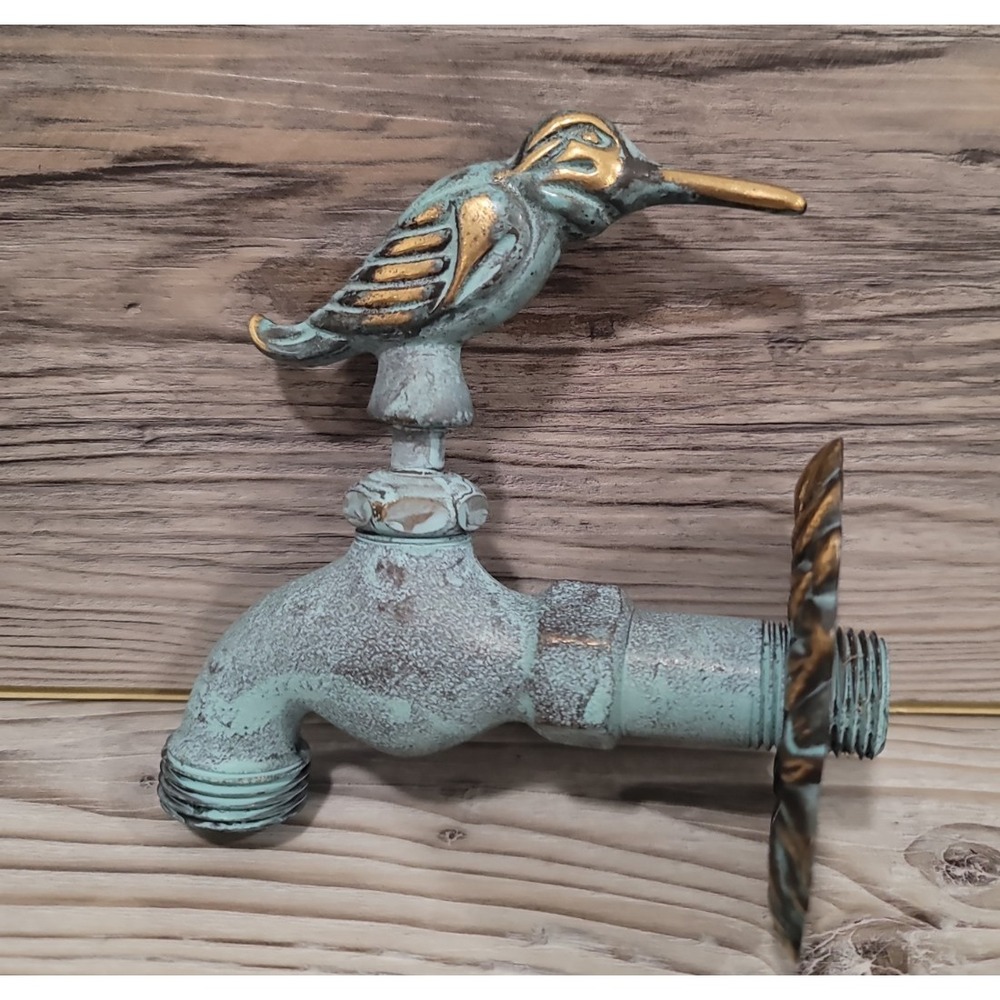 Vintage Solid Brass Hummingbird Bird Outdoor Water Faucet Spigot